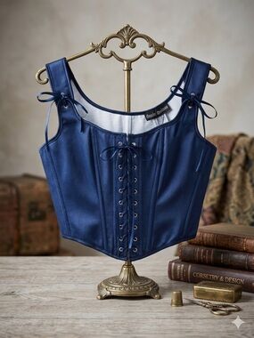 Scarlet Darkness Navy Lace-Up Corset Top